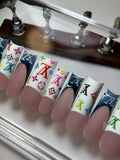 NO.465 Handmade Nails custom LV nails Reusable Nail For Wedding&Parties ｜Amourwa