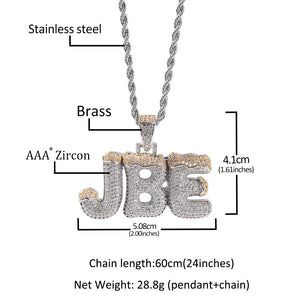 Amourwa Iced Out Name Necklace Tarnished Free Personalized Zircon Name Necklace - Custom Engraved Jewelry for Women/Men Unique Gift Idea for Her Gold & Silver Nameplate Necklace with Free Engraving