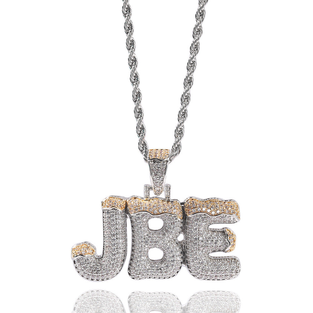 Amourwa Iced Out Custom Name Necklace Tarnish Free Jewelry