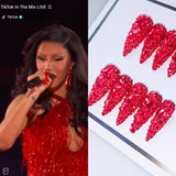 NO.321 Amourwa custom CardiB Red Diamond handmade nails