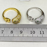 Panther Pearl Ring Setting, 18K Gold Plated- Adjustable DIY Jewelry Base | Amourwa