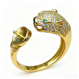 Panther Pearl Ring Setting, 18K Gold Plated- Adjustable DIY Jewelry Base | Amourwa