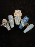 NO.473 Handmade Nails Denim Blue Monogram Dior inspired Press on Nail For Wedding&Parties ｜Amourwa