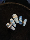 NO.473 Handmade Nails Denim Blue Monogram Dior inspired Press on Nail For Wedding&Parties ｜Amourwa