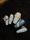 NO.473 Handmade Nails Denim Blue Monogram Dior inspired Press on Nail For Wedding&Parties ｜Amourwa