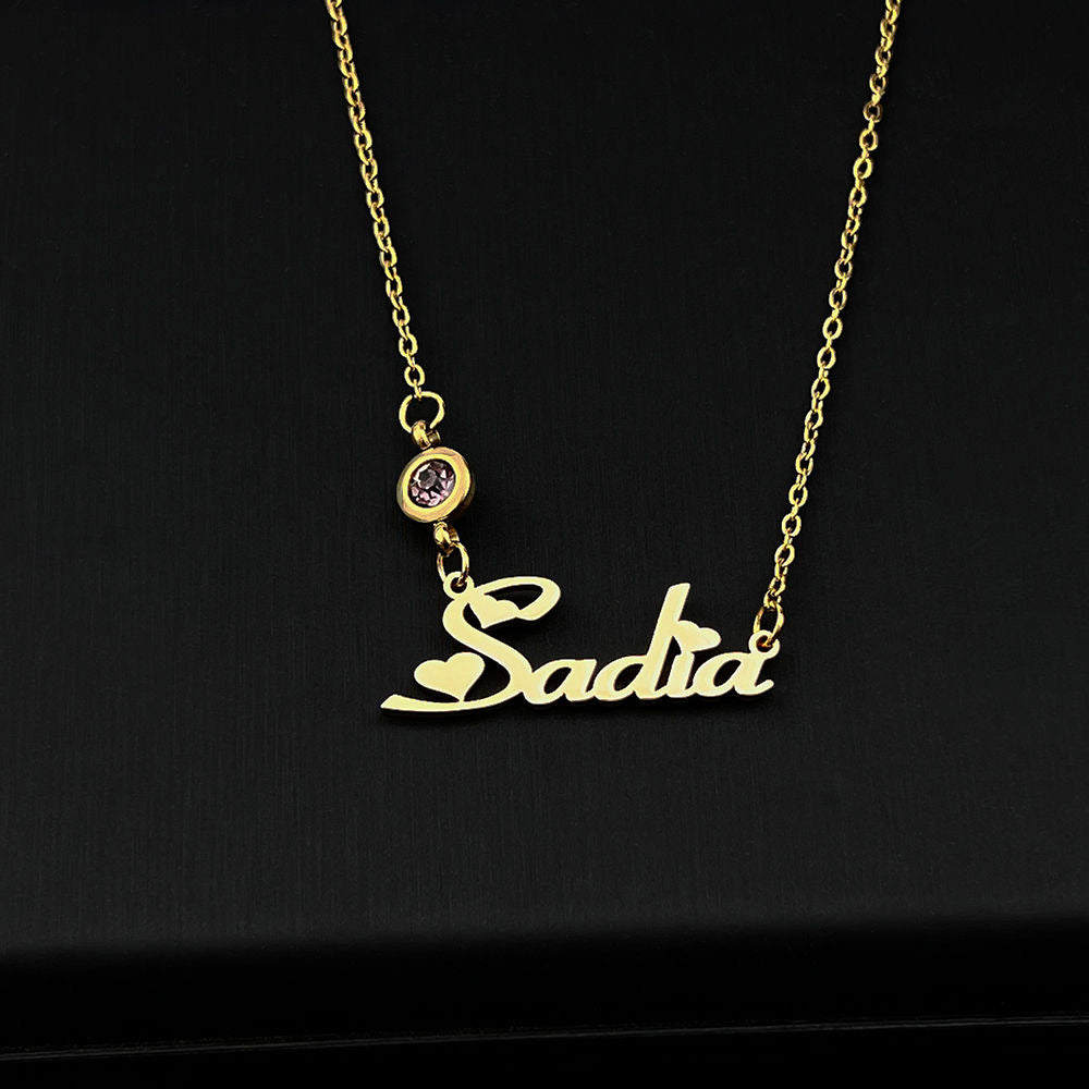 Beautiful Sadia Name Pic Amourwa Custom Birth Stone Name Necklace