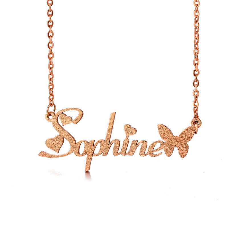 Amourwa Custom Name Necklace Butterfly Matte Steel Tarnish Free Bset Gift Jewelry