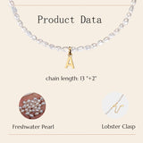 Amourwa Pearl initial Name Necklace Jewelry Gift