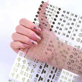 Gold luxury brand nail decals for acrylic nails, high quality waterproof designer nail art stickers.