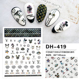 Luxury Designer Inspired Logo Nail Art Stickers | 3D Relief & Ultra-Thin Water Decals for Gel & Press-On Nails