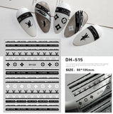 Luxury Designer Inspired Logo Nail Art Stickers | 3D Relief & Ultra-Thin Water Decals for Gel & Press-On Nails