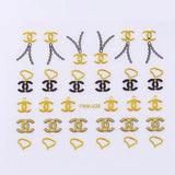 Luxury Brand Nail Art Stickers | 3D Designer Nail Decals Set)