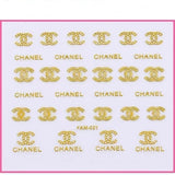 Luxury Brand Nail Art Stickers | 3D Designer Nail Decals Set)