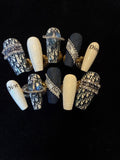 Handmade luxury Dior nails press on with oblique pattern, designer false nails