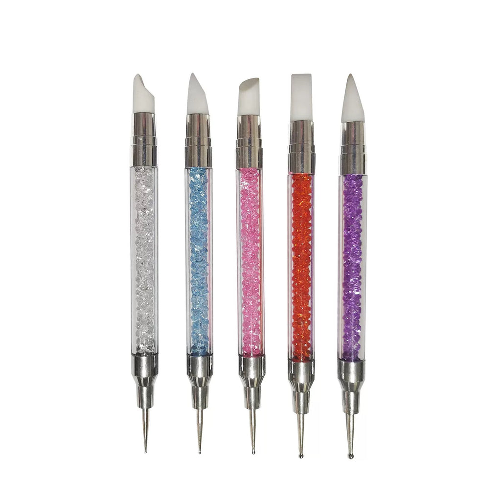 5PCS Nail Art Silicone Sculpture Pen, Dual Head Dotting Drawing Painting Pen
