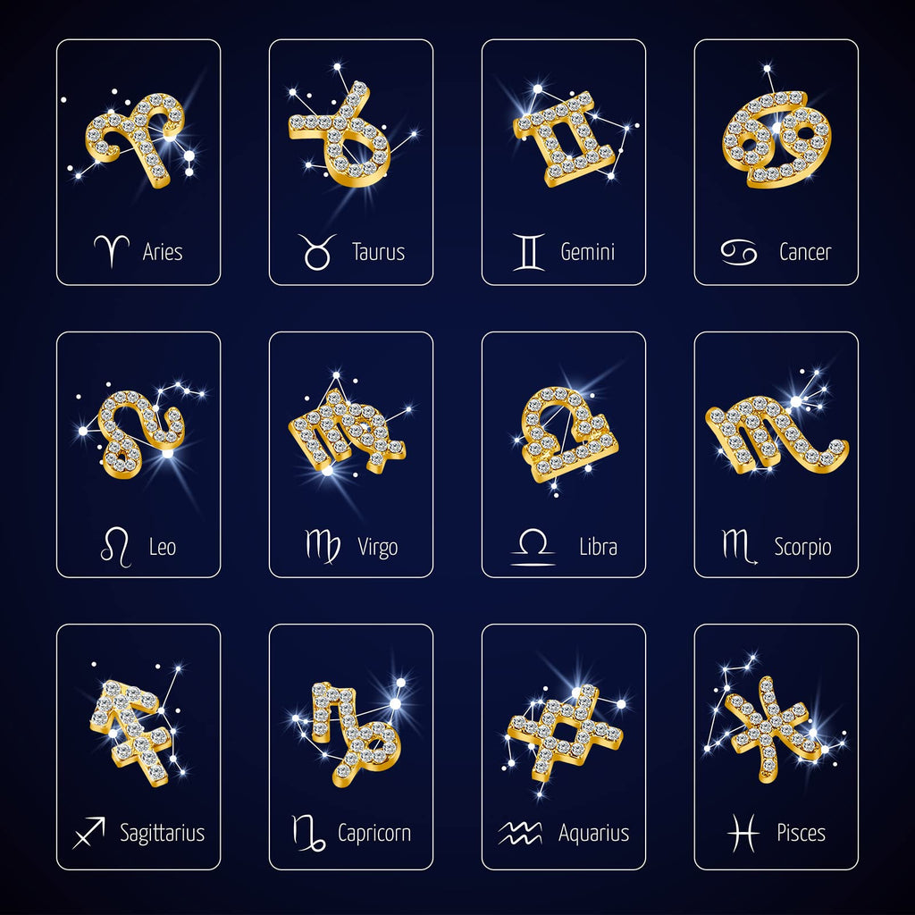 Amourwa 24 Pieces Zodiac Nail Charms