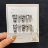 NO.21Amourwa customT Type Chrome Letter Rhinestone Nail Long-lasting Resuable Press On Nail