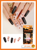 Halloween Nail Tips Set,24Pcs False Nail Tip Press On NailsSpider Web Design Removable Nail Art Reusable Patch for Halloween