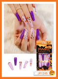Halloween Nail Tips Set,24Pcs False Nail Tip Press On NailsSpider Web Design Removable Nail Art Reusable Patch for Halloween