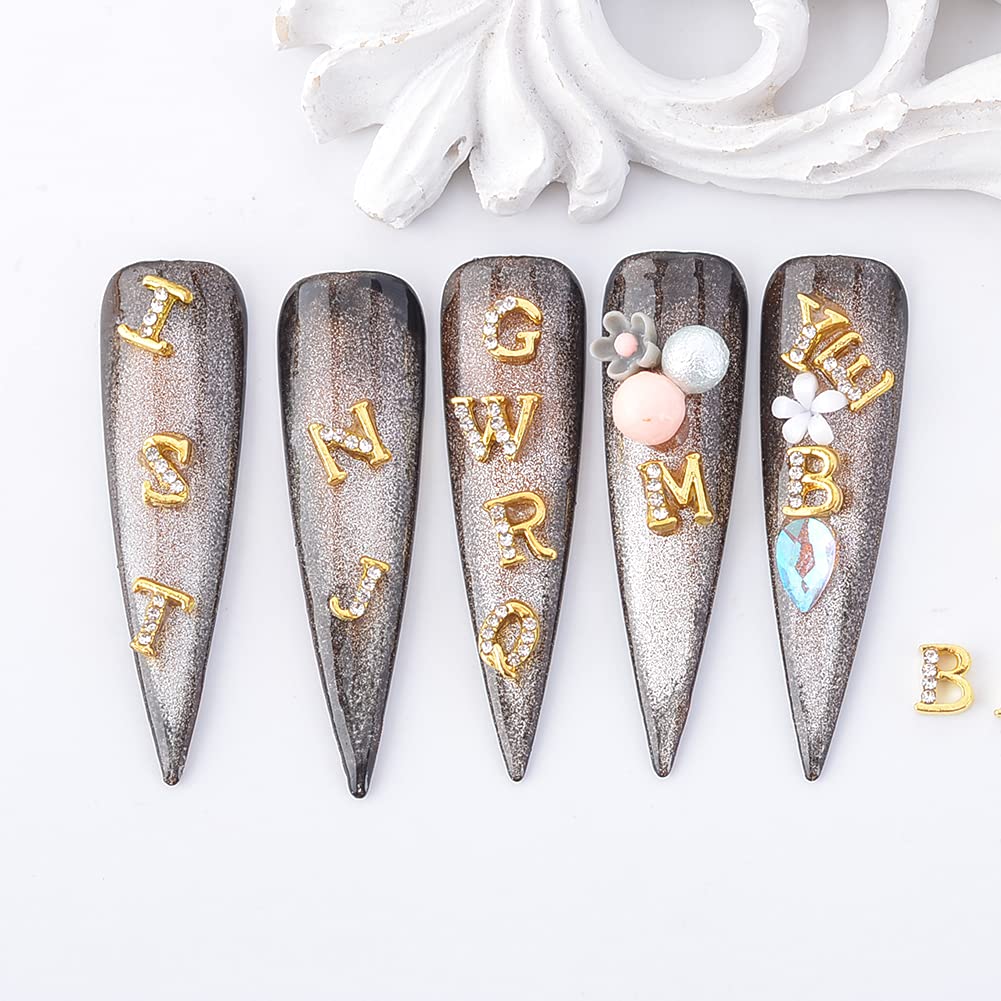 Amourwa Nail Art Letters 260 Pcs Crystal Diamond Nail Charms
