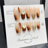 NO.52 Amourwa Custom Short Nails Rhinestone Nail Long-lasting Resuable Press On Nail handmade nails