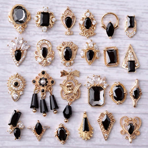 30pcs Random 3D Luxury Alloy Obsidian Charms