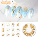 Amourwa 6 Boxes Gold Nail Charms