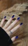 NO.34Amourwa custom Klein Blue T Type Rhinestone Nail Long-lasting Resuable Press On Nail handmade nails