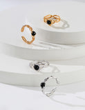 Amourwa Obsidian Silver Handmade Jewelry Rings