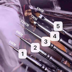 Amourwa Luxury Professional Kolinsky Nails Art Brushes Set Naisl Art Tools For Fine Detailing Perfect for Gel & Acrylic to Create Lines and Patterns. Salon & Home Use Easy to Clean
