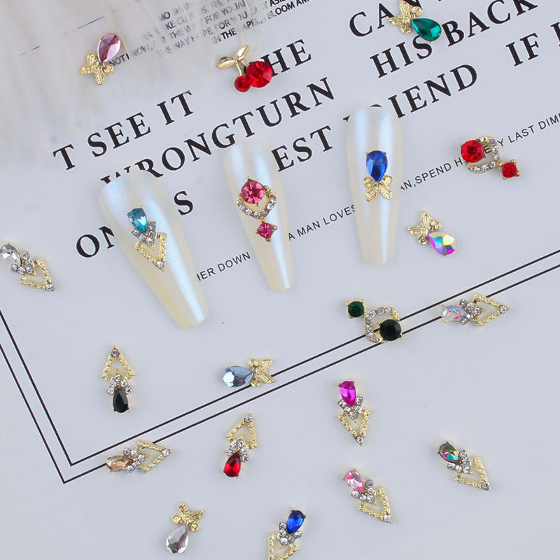 40pcs Mix Gold Nail Charms with Drop Shape Gemstones($0.29 Count)
