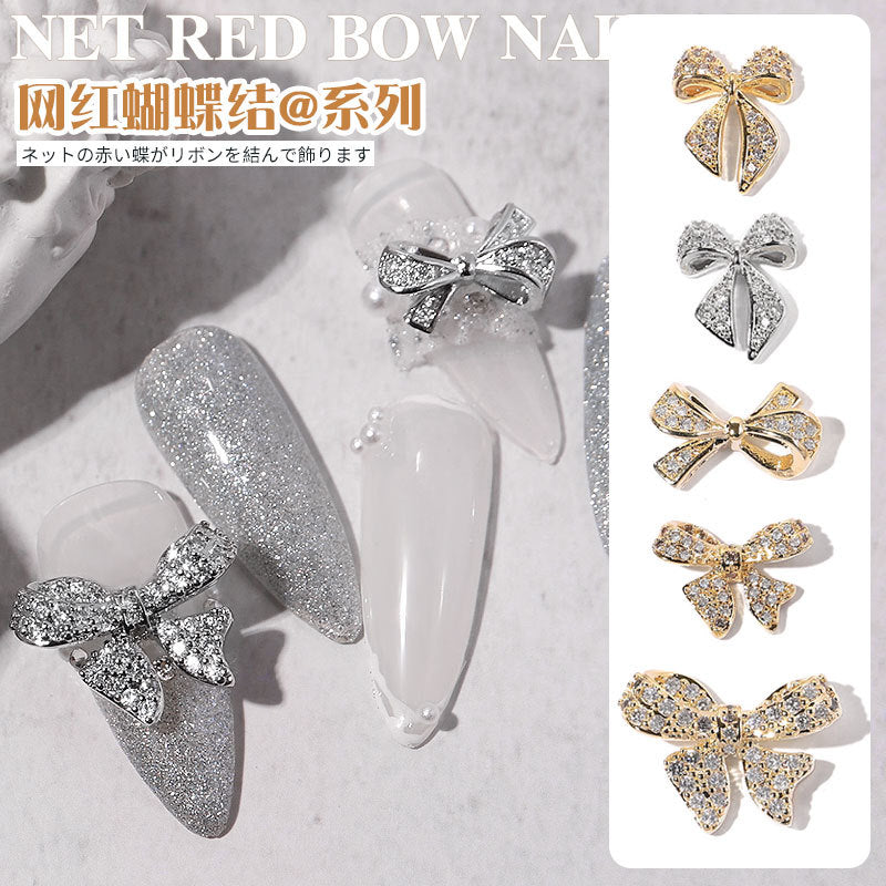 Metal Bowknot luxury diamond accessories nail charms