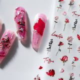 5D Pink Rose Nail Sticker Charms 3