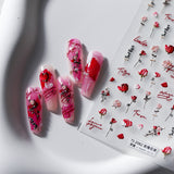 5D Pink Rose Nail Sticker Charms 3